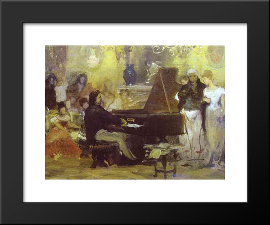 Chopin Performing In The Guest-Hall Of Anton Radziville In Berlin In 1829 20x24 Black Modern Wood Framed Art Print Poster by Siemiradzki, Henryk