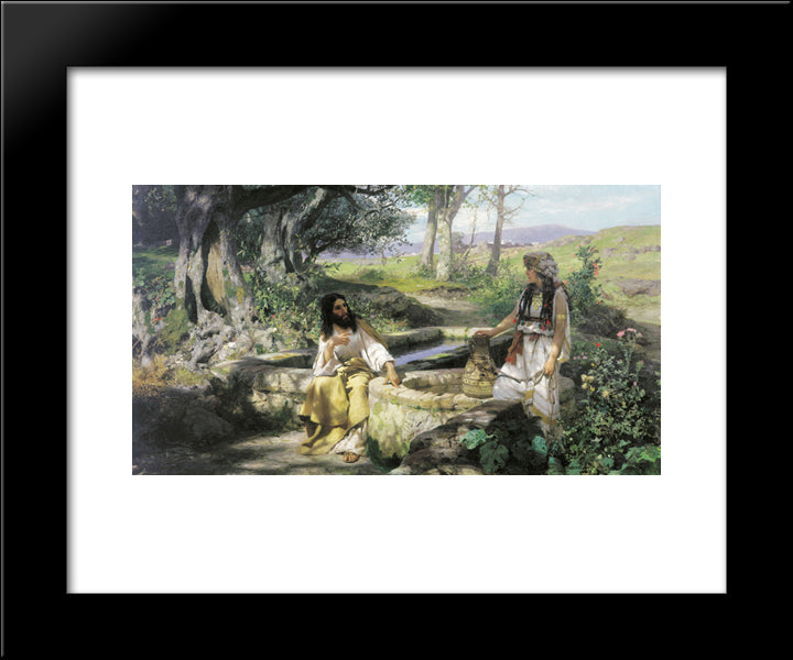 Christ And The Samaritan Woman 20x24 Black Modern Wood Framed Art Print Poster by Siemiradzki, Henryk