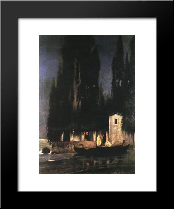 Departure From An Island At Night 20x24 Black Modern Wood Framed Art Print Poster by Siemiradzki, Henryk