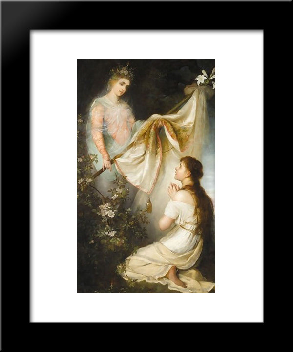 Joan Of Arc Kneeling Before Angel 20x24 Black Modern Wood Framed Art Print Poster by Siemiradzki, Henryk