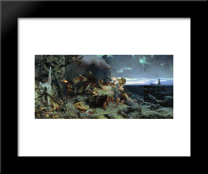 Orgy Of The Times Of Tiberius On Capri 20x24 Black Modern Wood Framed Art Print Poster by Siemiradzki, Henryk