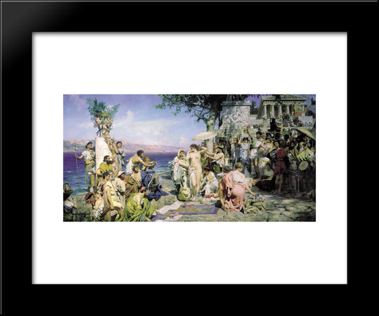 Phryne On The Poseidon'S Celebration In Eleusis 20x24 Black Modern Wood Framed Art Print Poster by Siemiradzki, Henryk