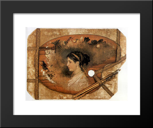 Portrait Of A Woman On A Pallet 20x24 Black Modern Wood Framed Art Print Poster by Siemiradzki, Henryk