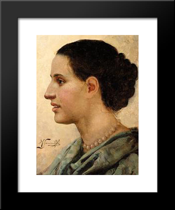 Portrait Of A Young Woman 20x24 Black Modern Wood Framed Art Print Poster by Siemiradzki, Henryk