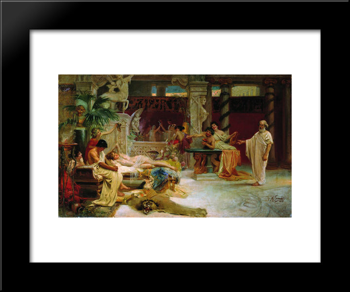 Socrates Finds His Student Alcviad At Heterai 20x24 Black Modern Wood Framed Art Print Poster by Siemiradzki, Henryk