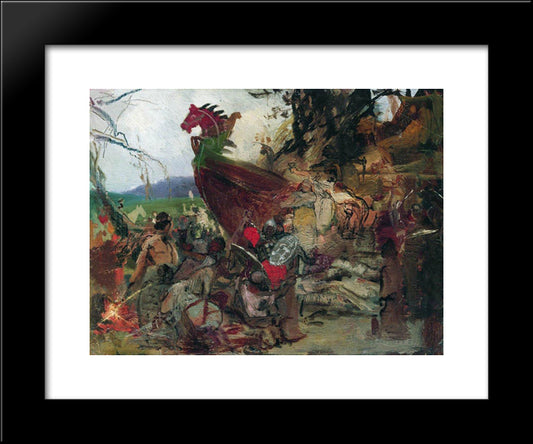 The Funeral Of Ruz In Bulgar 20x24 Black Modern Wood Framed Art Print Poster by Siemiradzki, Henryk