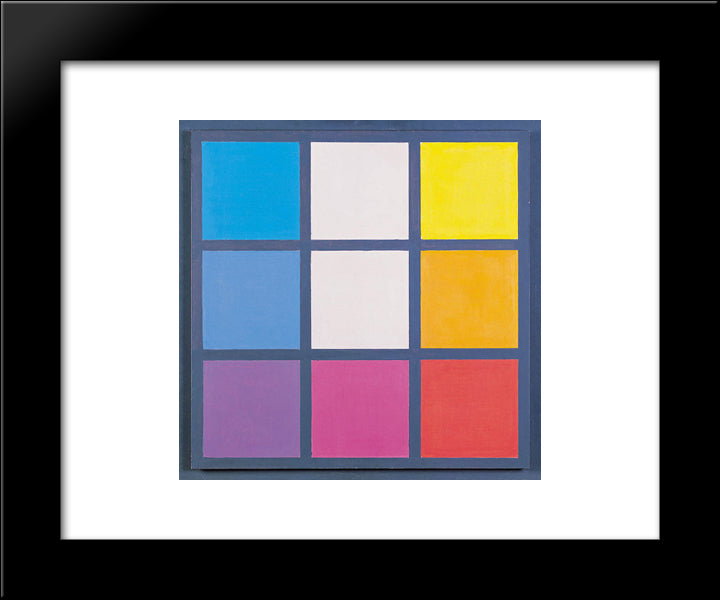 Composition No. 33 20x24 Black Modern Wood Framed Art Print Poster by Stazewski, Henryk