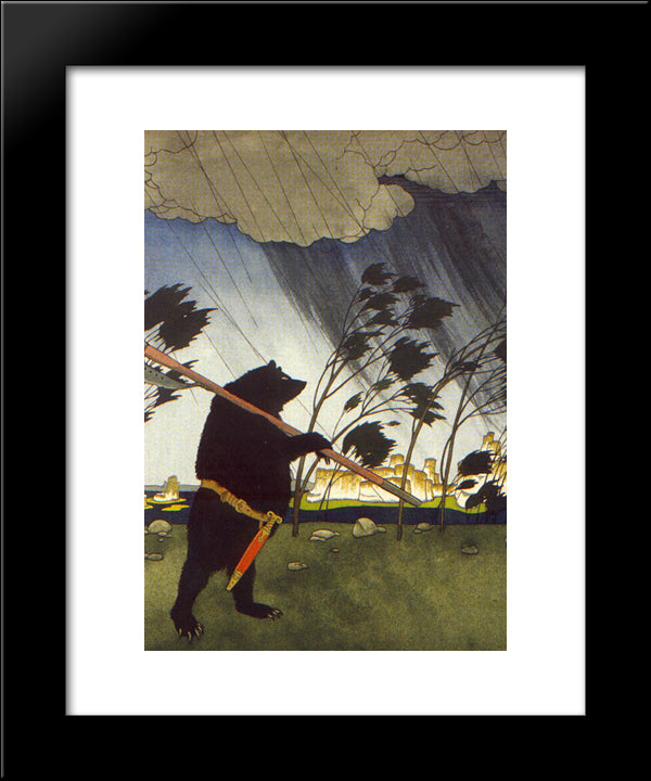 Illustration. 'Fairy Tales Teremok. Mizgir'. 20x24 Black Modern Wood Framed Art Print Poster by Narbut, Heorhiy