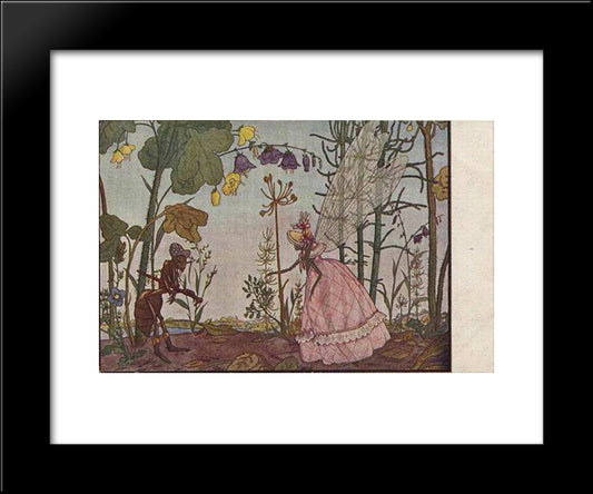 Illustration To Ivan Krylov'S Fable 'The Ant And The Dragonfly' 20x24 Black Modern Wood Framed Art Print Poster by Narbut, Heorhiy