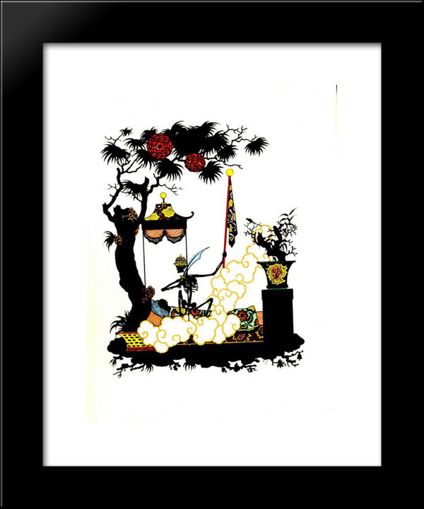 Illustration To 'Nightingale' By Hans Christian Andersen 20x24 Black Modern Wood Framed Art Print Poster by Narbut, Heorhiy