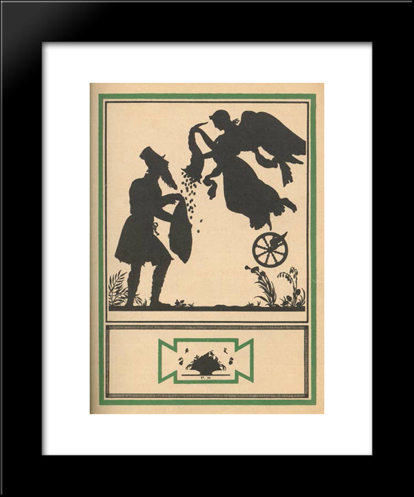 Illustration To 'Three Fables Of Krylov' 20x24 Black Modern Wood Framed Art Print Poster by Narbut, Heorhiy