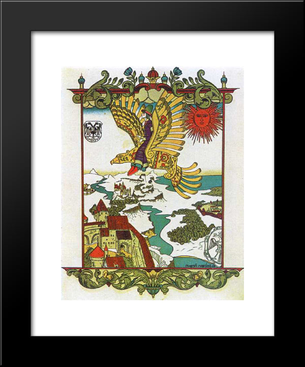 Illustration To 'Wooden Eagle' 20x24 Black Modern Wood Framed Art Print Poster by Narbut, Heorhiy