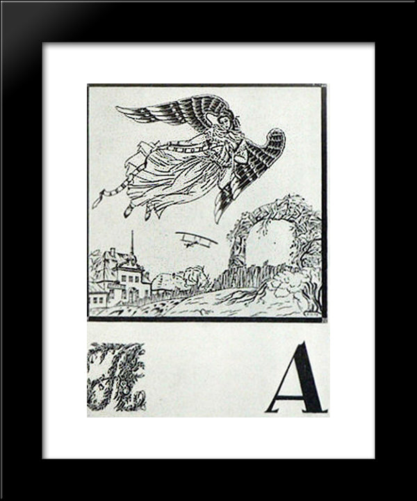 Sheet 'A' From The Album 'Ukrainian Alphabet' 20x24 Black Modern Wood Framed Art Print Poster by Narbut, Heorhiy