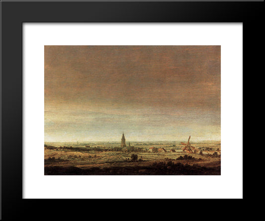 Landscape With City On A River 20x24 Black Modern Wood Framed Art Print Poster by Seghers, Hercules