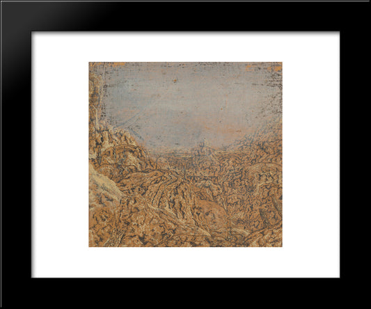 Mountain Gorge Bordered By A Road 20x24 Black Modern Wood Framed Art Print Poster by Seghers, Hercules