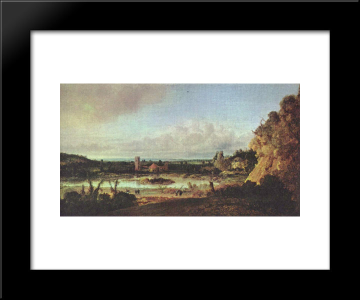 Panoramic Landscape 20x24 Black Modern Wood Framed Art Print Poster by Seghers, Hercules