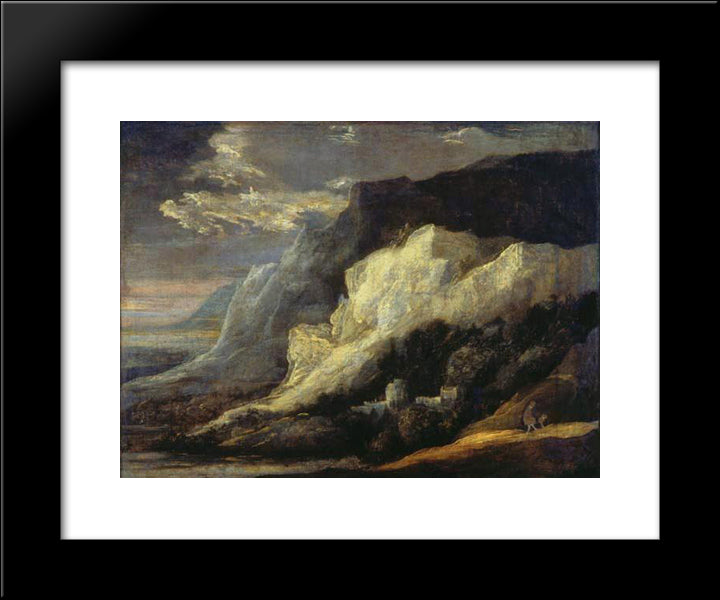 Rocky Landscape 20x24 Black Modern Wood Framed Art Print Poster by Seghers, Hercules