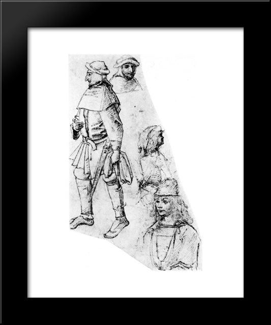 A Peasant And Three Bustlength Figures 20x24 Black Modern Wood Framed Art Print Poster by Bosch, Hieronymus