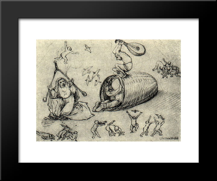 Beehive And Witches 20x24 Black Modern Wood Framed Art Print Poster by Bosch, Hieronymus