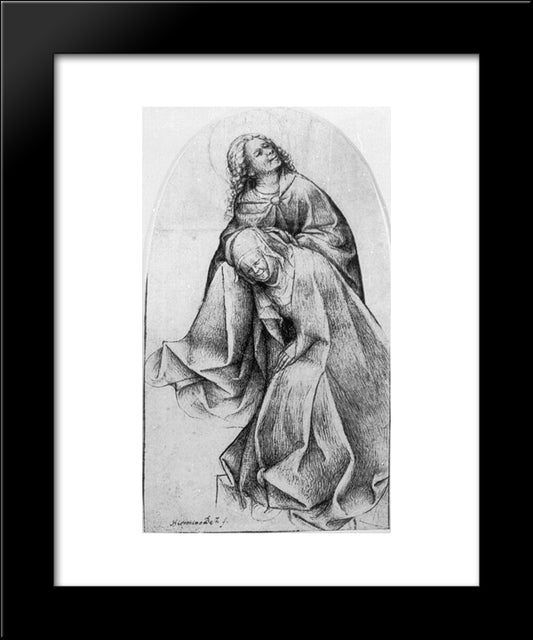 Mary And John (Mary And John At The Foot Of The Cross) 20x24 Black Modern Wood Framed Art Print Poster by Bosch, Hieronymus