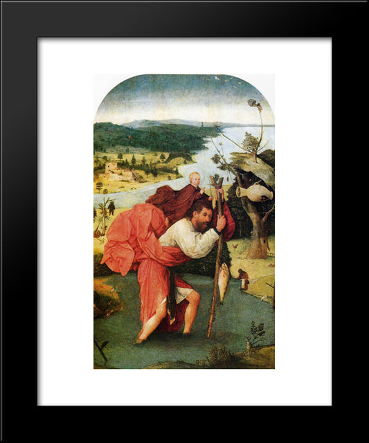 Saint Christopher 20x24 Black Modern Wood Framed Art Print Poster by Bosch, Hieronymus