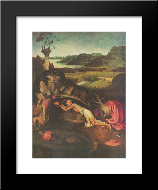 St. Jerome Praying 20x24 Black Modern Wood Framed Art Print Poster by Bosch, Hieronymus
