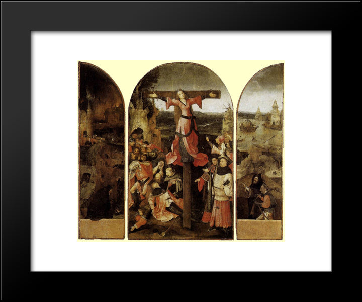 St. Liberata Triptych 20x24 Black Modern Wood Framed Art Print Poster by Bosch, Hieronymus