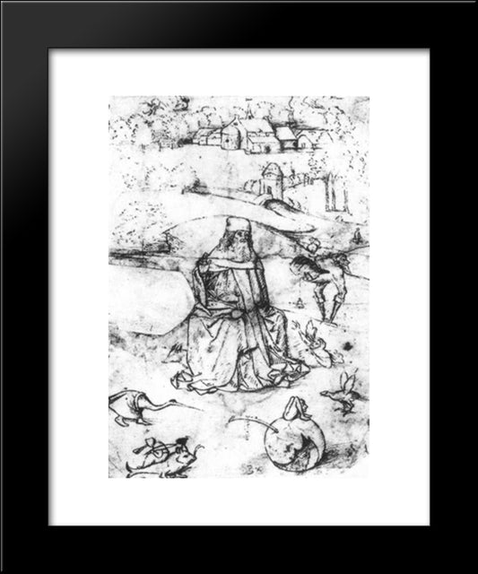 Temptation Of St Anthony 20x24 Black Modern Wood Framed Art Print Poster by Bosch, Hieronymus