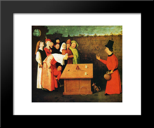 The Conjuror 20x24 Black Modern Wood Framed Art Print Poster by Bosch, Hieronymus