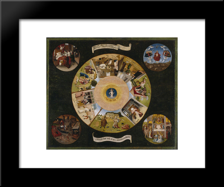 The Seven Deadly Sins And The Four Last Things 20x24 Black Modern Wood Framed Art Print Poster by Bosch, Hieronymus