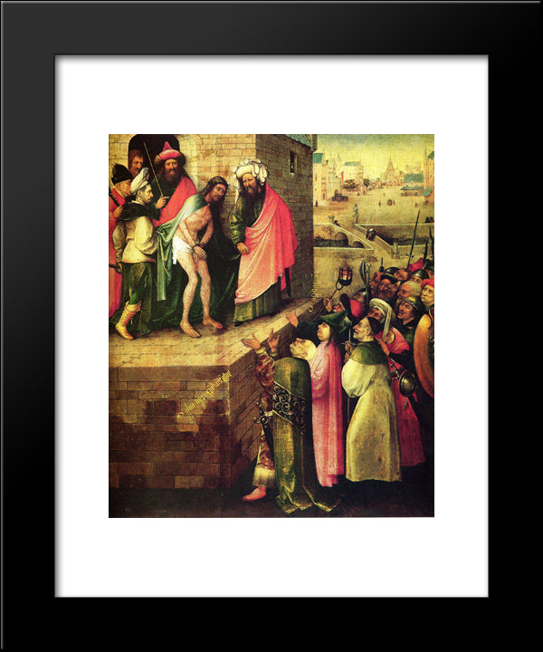 This Is A Human(Ecce Homo) 20x24 Black Modern Wood Framed Art Print Poster by Bosch, Hieronymus