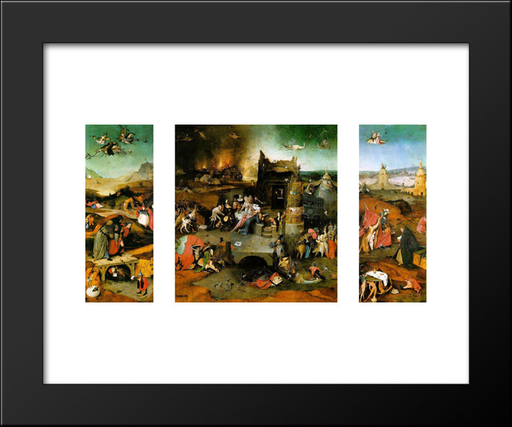 Triptych The Temptation Of St. Anthony 20x24 Black Modern Wood Framed Art Print Poster by Bosch, Hieronymus