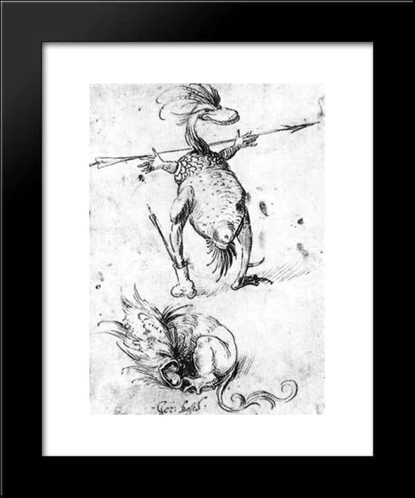 Two Monsters 20x24 Black Modern Wood Framed Art Print Poster by Bosch, Hieronymus