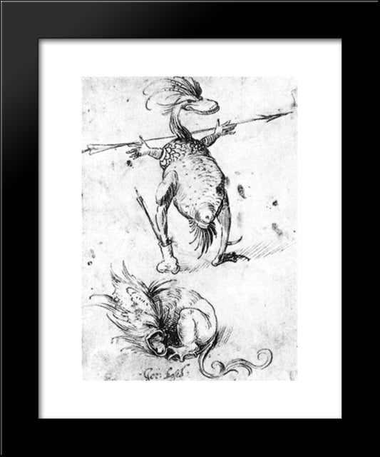 Two Monsters 20x24 Black Modern Wood Framed Art Print Poster by Bosch, Hieronymus