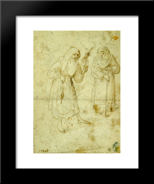 Two Witches 20x24 Black Modern Wood Framed Art Print Poster by Bosch, Hieronymus