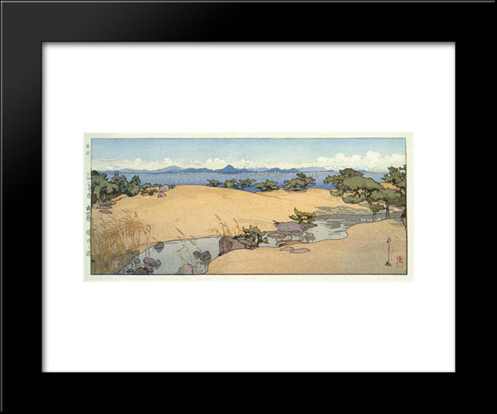 A Garden By Biwa Lake 20x24 Black Modern Wood Framed Art Print Poster by Yoshida, Hiroshi