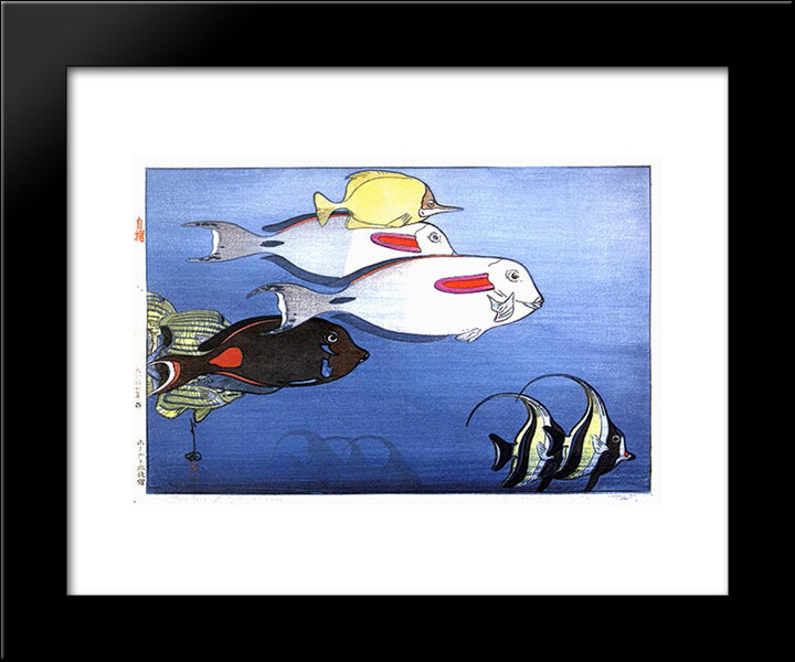 Fishes Of Honolulu 20x24 Black Modern Wood Framed Art Print Poster by Yoshida, Hiroshi