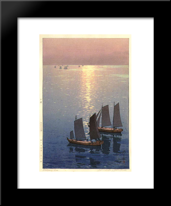 Glittering Sea 20x24 Black Modern Wood Framed Art Print Poster by Yoshida, Hiroshi