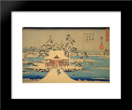 Benzaiten Shrine At Inokashira In Snow 20x24 Black Modern Wood Framed Art Print Poster by Hiroshige