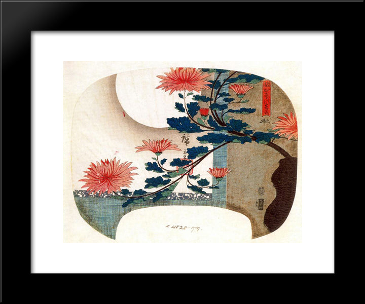 Chrysanthemums 20x24 Black Modern Wood Framed Art Print Poster by Hiroshige