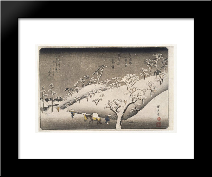 Evening Snow On The Asuka Mountain 20x24 Black Modern Wood Framed Art Print Poster by Hiroshige