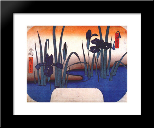 Iris 20x24 Black Modern Wood Framed Art Print Poster by Hiroshige