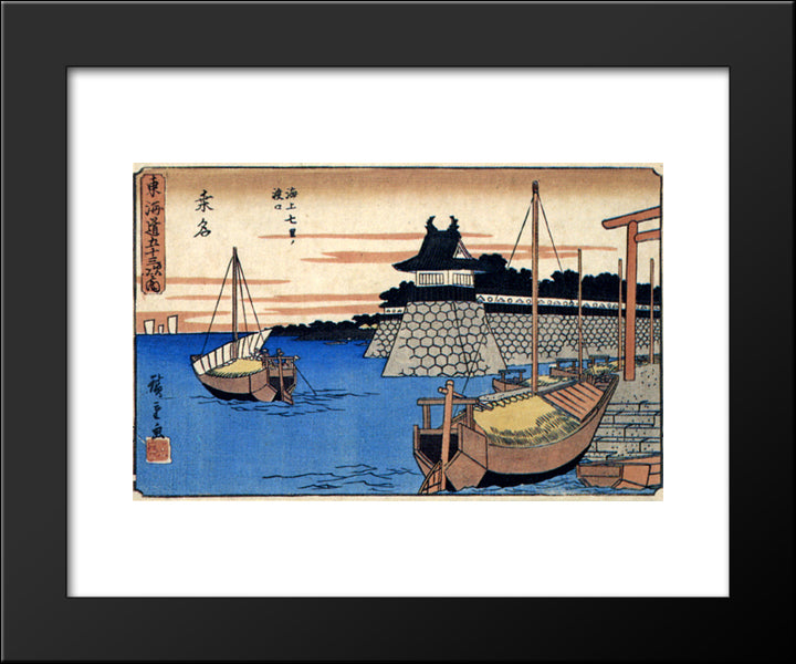 Kuwana 20x24 Black Modern Wood Framed Art Print Poster by Hiroshige