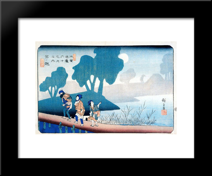 Miyanokoshi 20x24 Black Modern Wood Framed Art Print Poster by Hiroshige