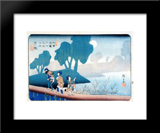 Miyanokoshi 20x24 Black Modern Wood Framed Art Print Poster by Hiroshige