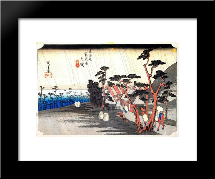 Oiso Toraga Ame Shower 20x24 Black Modern Wood Framed Art Print Poster by Hiroshige