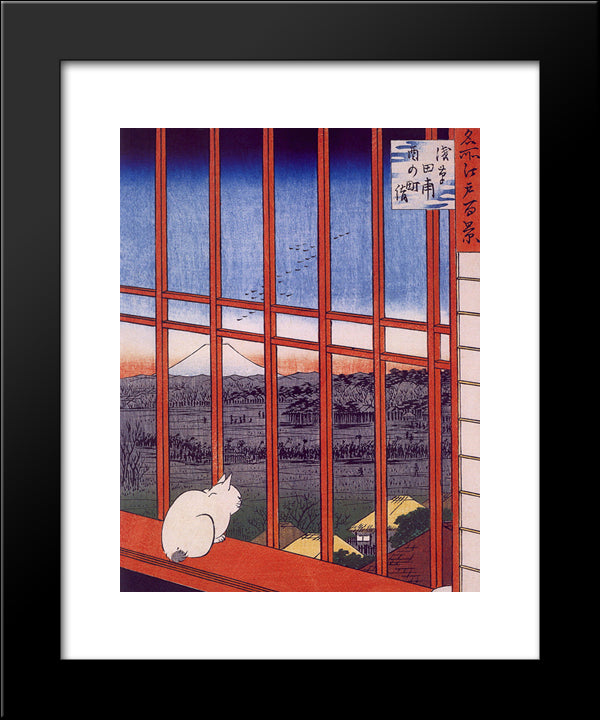 Otori Shrine 20x24 Black Modern Wood Framed Art Print Poster by Hiroshige