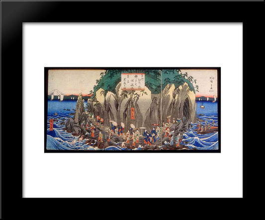 Pilgrimage To The Cave Shrine Of Benzaiten 20x24 Black Modern Wood Framed Art Print Poster by Hiroshige