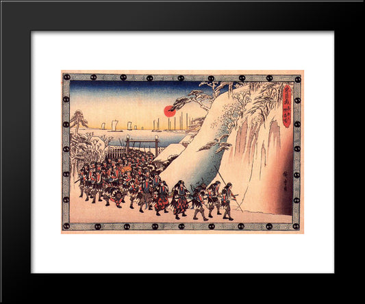 Ronin Enter Sengakuji Temple To Pay Homage To Their Lord, Enya 20x24 Black Modern Wood Framed Art Print Poster by Hiroshige