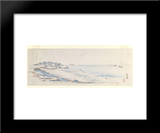 Snow Dawn At Susaki 20x24 Black Modern Wood Framed Art Print Poster by Hiroshige